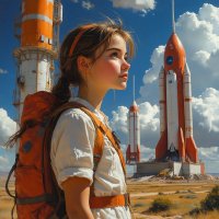 Девочка и космодром. :: Михаил Елочкин Девочка и космодром. :: Михаил Елочкин