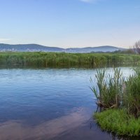 Утро на реке Миасс (панорама). :: Алексей Трухин
