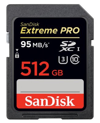Самая емкая карта памяти в мире - 512 Гб SanDisk Extreme PRO SDXC UHS-I.