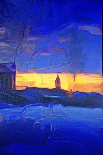 Церковь за зимней  рекой